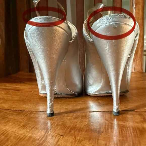 Vintage Gucci Silver Leather Slingback Heels – Size 7.5 - Picture 9 of 16